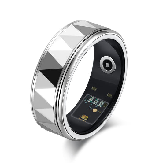 Advanced Silver Smart Ring with Fitness & Health Sensors