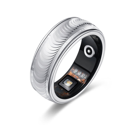 Silver Health Tracking Smart Ring with Motion Sensor & Temp Monitor