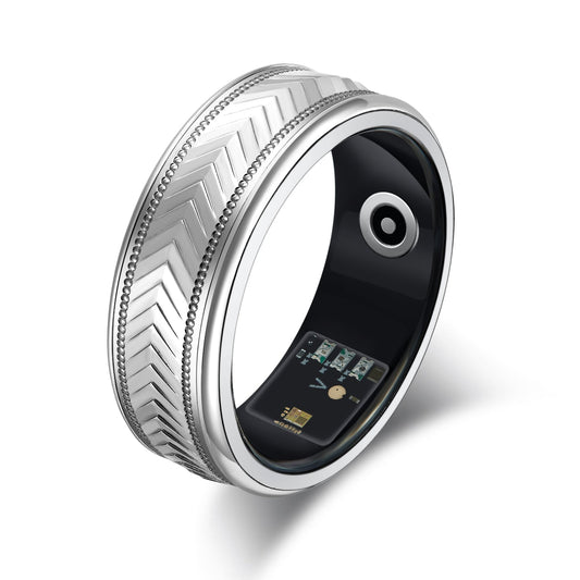 Advanced Silver Smart Ring with Fitness & Health Sensors